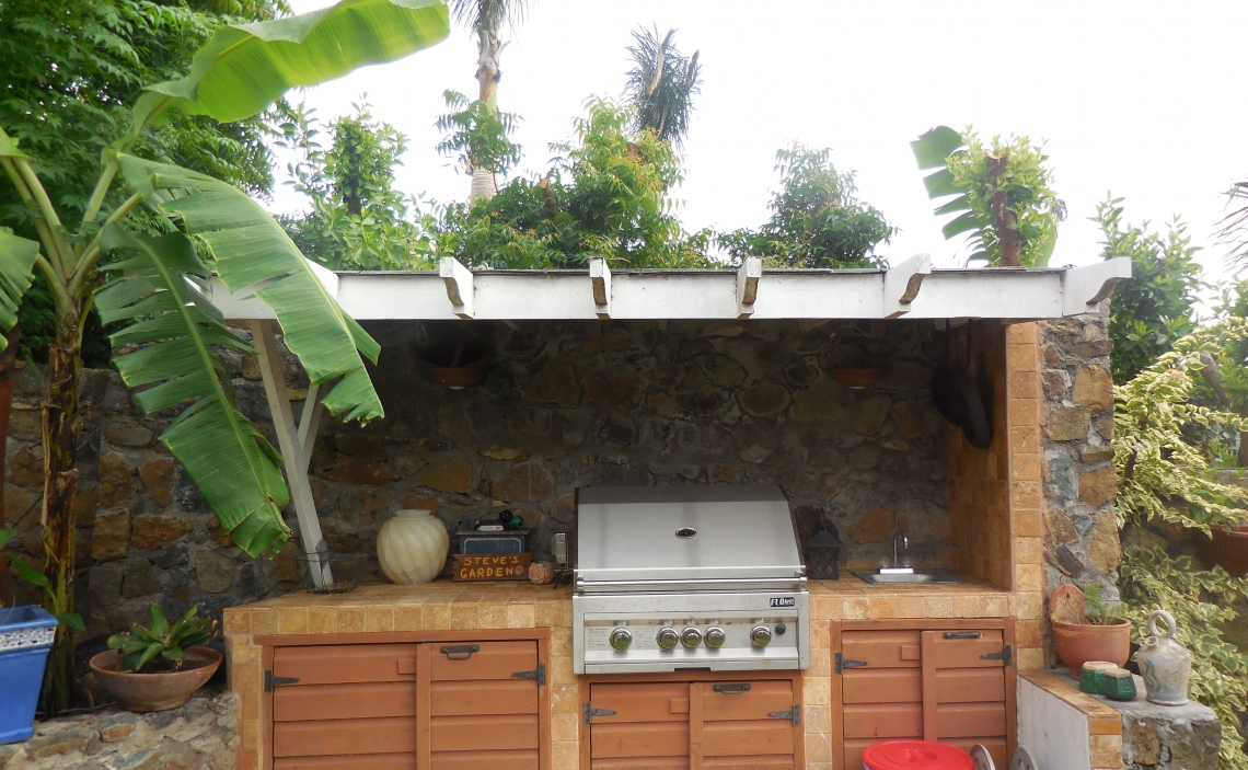 outdoor kitchen with stainless steel grill