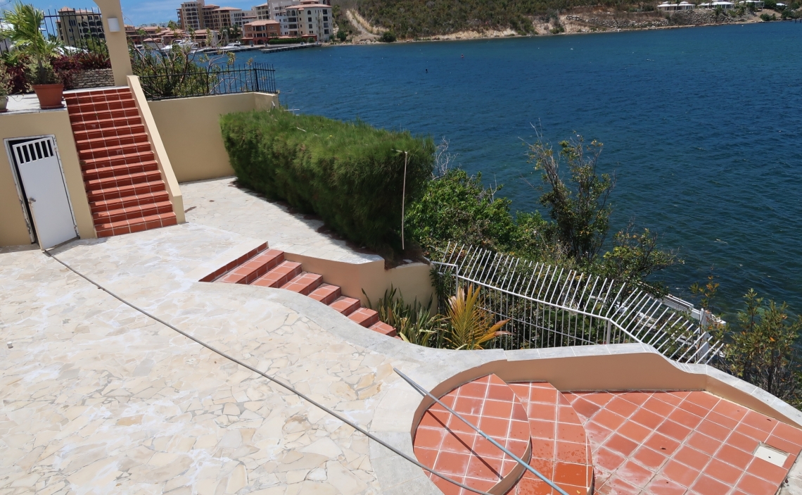 Terrace, stairway to the dock