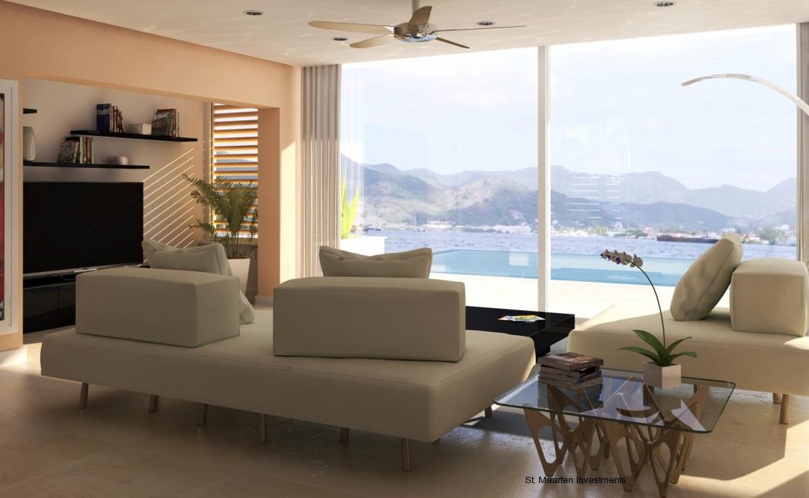 Living area and lagoon view